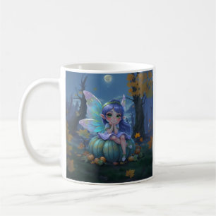 Cute Fairy on a Blue Pumpkin Coffee Mug