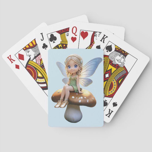 Cute Fairy on a Mushroom Playing Cards (Back)