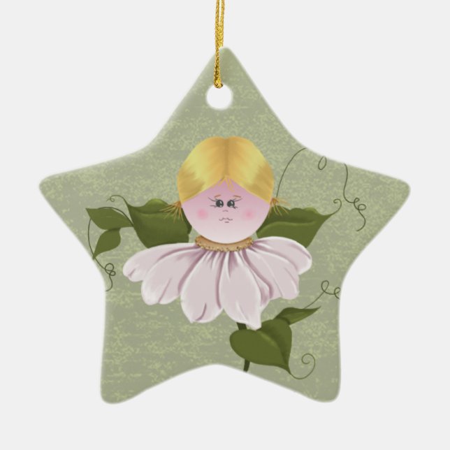 Cute Fairy or Pixie Ceramic Tree Decoration (Front)