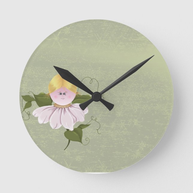 Cute Fairy or Pixie Round Clock (Front)