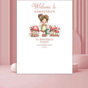 Cute Fairy Pink Floral Girl Birthday Backdrop Tapestry