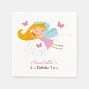Cute Fairy Princess Girls Birthday Napkin