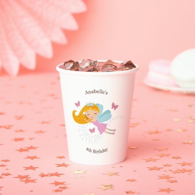 Cute Fairy Princess Girl's Birthday Paper Cups (Insitu)