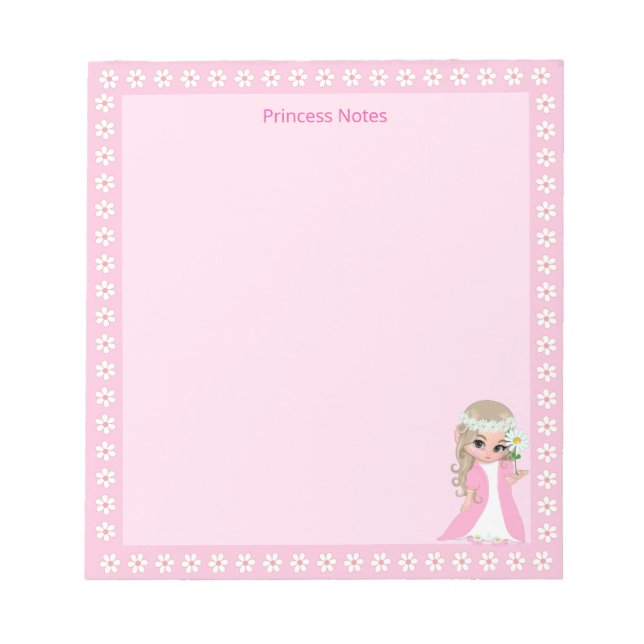 Cute Fairy Princess on Light pink Simple  Notepad (Front)