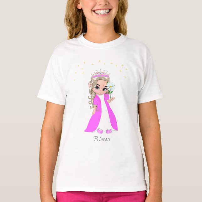 Cute Fairy Princess & Stars  T-Shirt (Front)