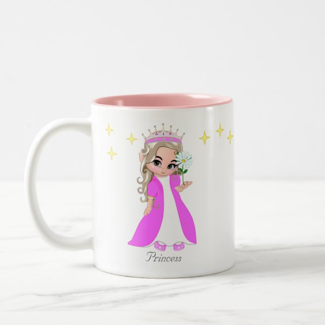 Cute Fairy Princess & Stars  Two-Tone Coffee Mug (Left)