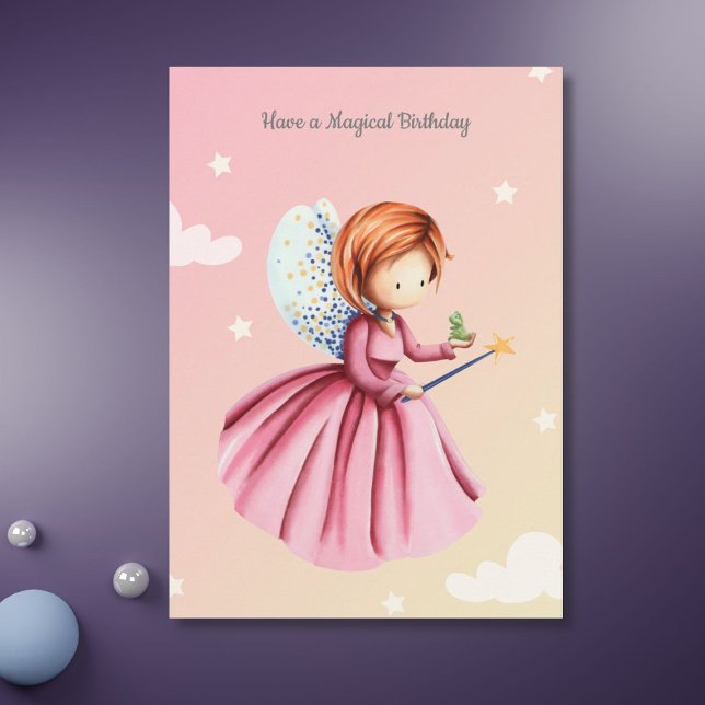 Cute Fairy Princess with Frog Girly Birthday Card (Creator Uploaded)