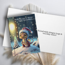 Cute Fairy-tale Dragon Christmas Card