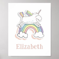 Cute fairy Unicorn on rainbow. Baby girl Nursery