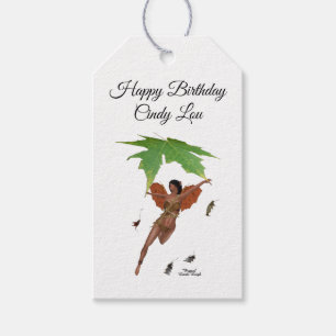 Cute Fairy With Brown Wings Gift Tag