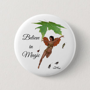 Cute Fairy With Brown Wings Pin Button