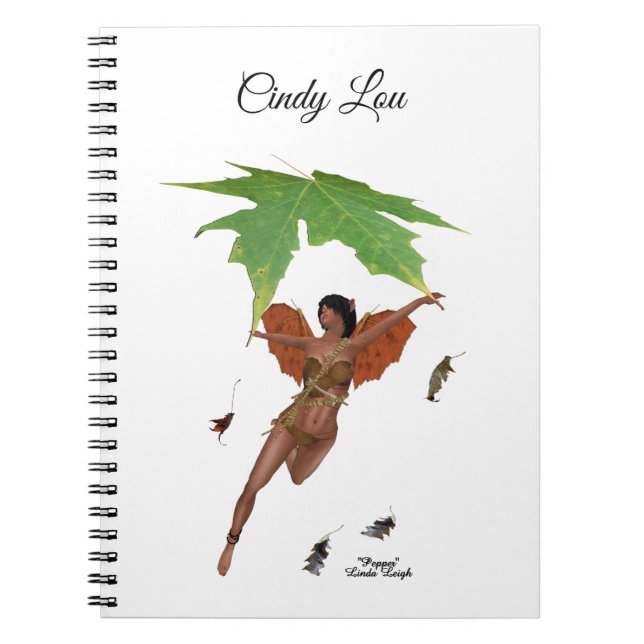 Cute Fairy With Brown Wings Spiral Notebook (Front)