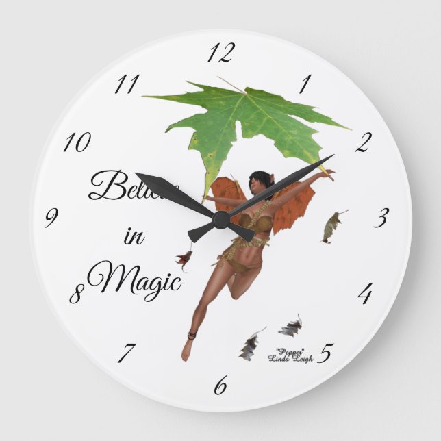 Cute Fairy With Brown Wings Wall Clock (Front)