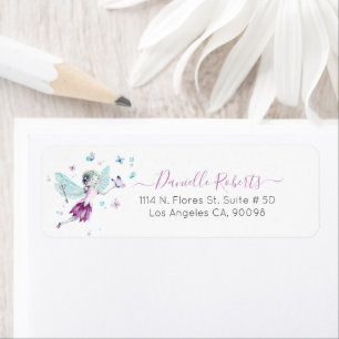 Cute fairy with butterflies return address label
