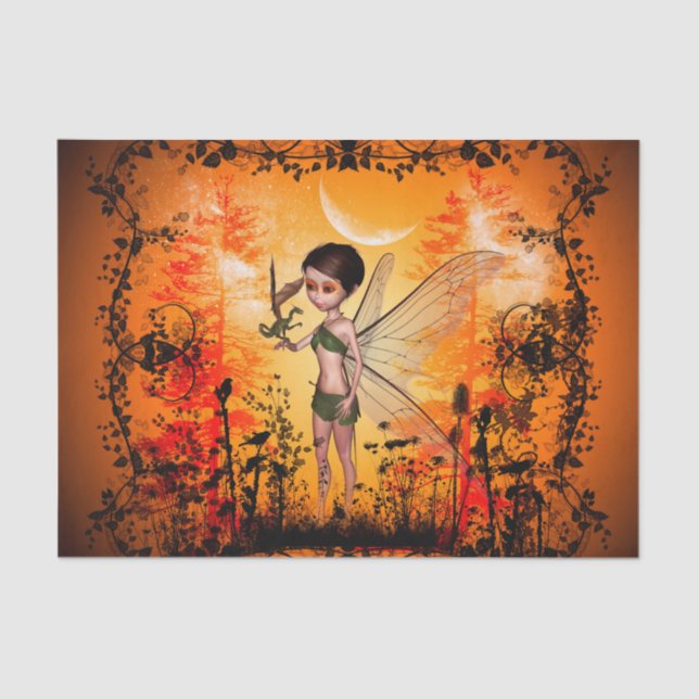 Cute fairy with little dragon tissue paper (Front)