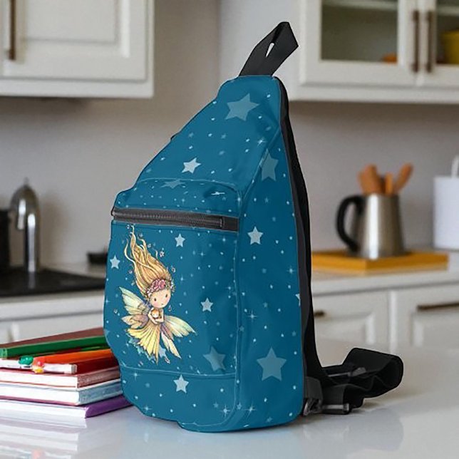 cute Fairy with Orange Tabby Kitten and Starry Sky Sling Bag (Creator Uploaded)