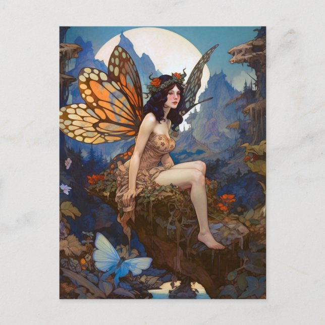 Cute Fairy Woman Fantasy Art Postcard (Front)