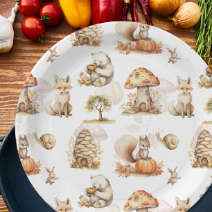 Cute Fairy Woodland Animal Pattern Paper Plate