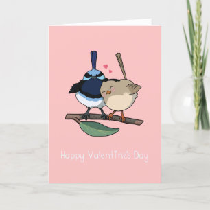 Cute Fairy-Wren Valentine's Card Kawaii Style