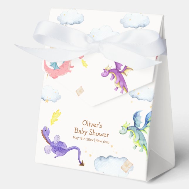 Cute Fairytale Magic Dragon Baby Shower  Favour Box (Front)