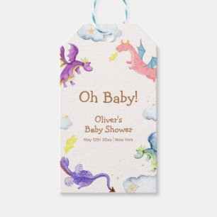 Cute Fairytale Magic Dragon Baby Shower Gift Tags