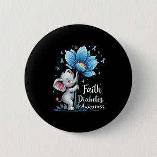 Cute Faith Elephant Diabetes Awareness Retro Sunfl 6 Cm Round Badge