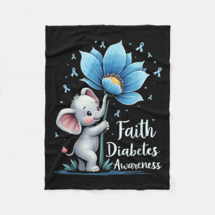 Cute Faith Elephant Diabetes Awareness Retro Sunfl Fleece Blanket