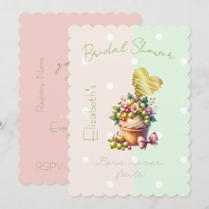 Cute Faith Pastel Cupcake Berry Floral Bow Heart Invitation