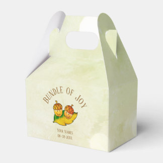 Cute Fall Acorn Bundle of Joy Twin Baby Shower Favour Box