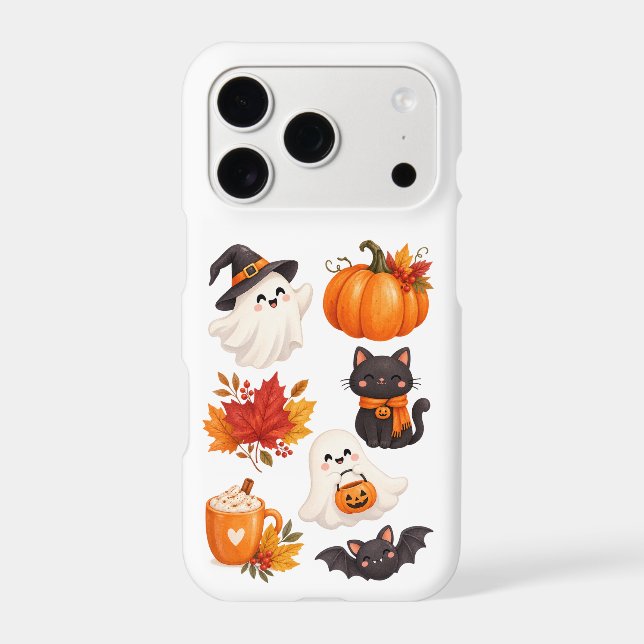 Cute Fall Aesthetic Phone Case with Pumpkins (Back)