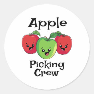 Cute Fall Autumn Orchard Matching Family Apple Pic Classic Round Sticker