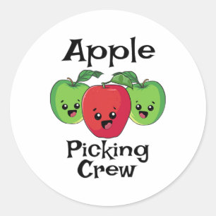 Cute Fall Autumn Orchard Matching Family Apple Pic Classic Round Sticker