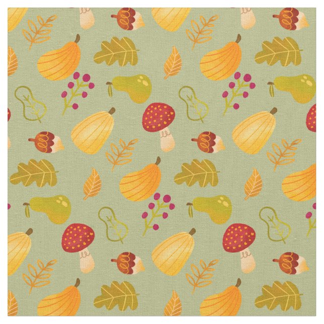 Cute Fall Autumn Pattern Fabric (Close Up)