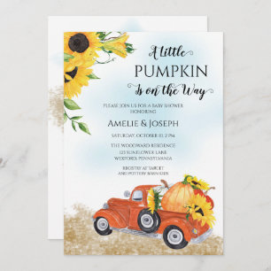 Cute Fall   Autumn Pumpkin   Truck Baby Shower Invitation