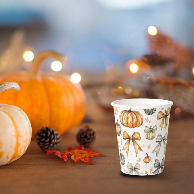 Cute Fall Bow Pattern Paper Cups (Creator Uploaded)