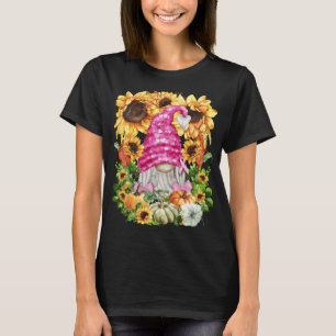 Cute Fall Breast Cancer Gnome For Women And Sunflo T-Shirt