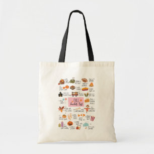 Cute Fall Canvas Tote Fall Bucket List Bag