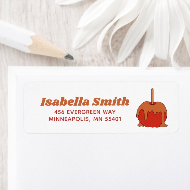 Cute Fall Caramel Apple Return Address Label (Insitu)