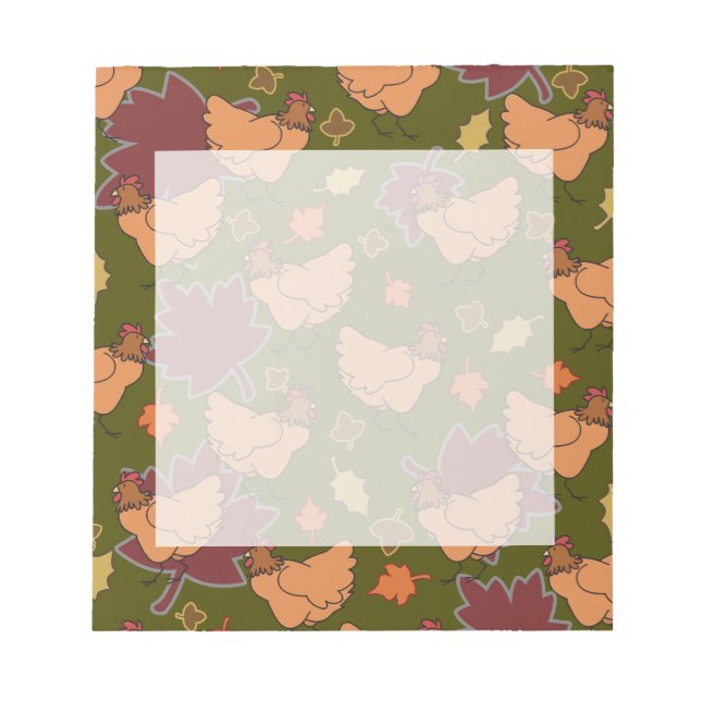 Cute Fall Chicken Pattern Notepad (Front)