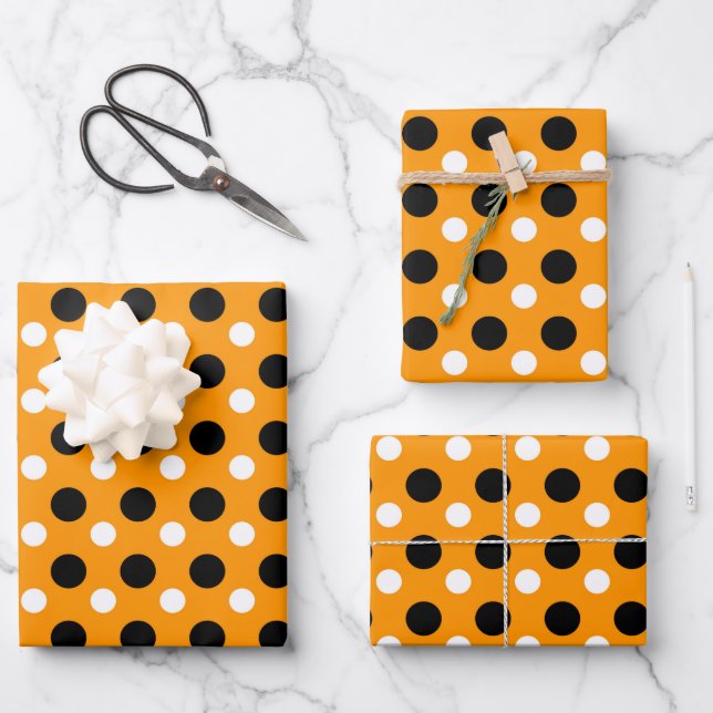 Cute Fall Colours Polka Dots Pattern Wrapping Paper Sheet (Front)