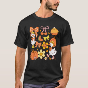 Cute Fall Coquette Goose Pumpkin Pie Aesthetic Tha T-Shirt