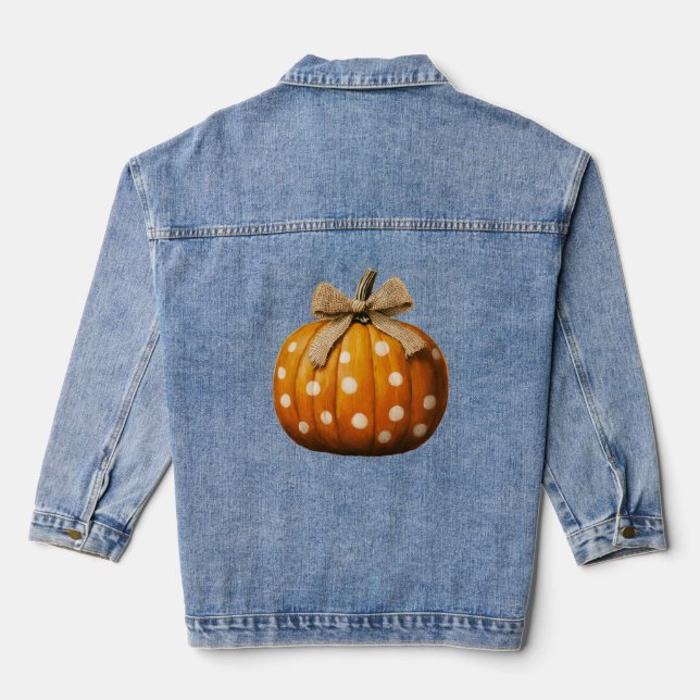 Cute fall Country Pumpkin Denim Jacket (Back)