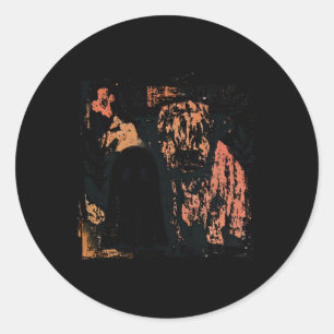 Cute Fall Cow Ghost Retro Spooky Season Halloween Classic Round Sticker