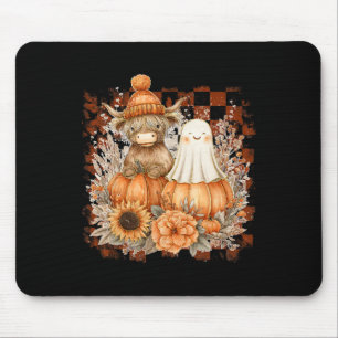 Cute Fall Cow Ghost Spooky Season Autumn Halloween Mouse Pad