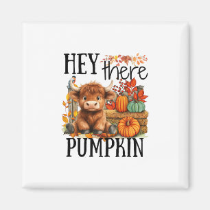 Cute Fall Cow Hey There Pumpkin Autumn Thanksgivin Magnet