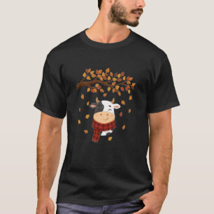 Cute Fall Cow Lover Autumn Season Leaves Colors T-Shirt