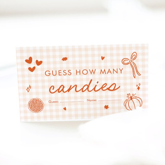 Cute Fall Cutie Pie Guess How Many Candies Game Enclosure Card (Hand Drawn Cute Fall Cutie Pie Guess How Many Candies Game)