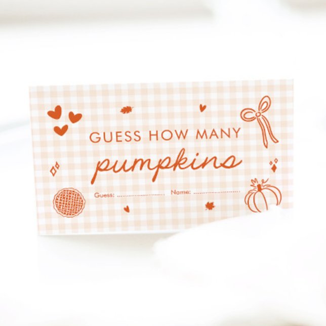 Cute Fall Cutie Pie Guess How Many Pumpkins Game Enclosure Card (Hand Drawn Cute Fall Cutie Pie Guess How Many Pumpkins Game)