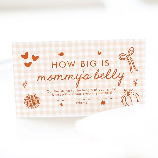 Cute Fall Cutie Pie How Big is Mummy's Belly Game Enclosure Card (Hand Drawn Cute Fall Cutie Pie How Big is Mommy's Belly Game)