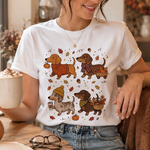 Cute Fall Dachshund Parade Autumn Dog Lovers T-Shirt